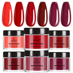 Beetles Pink Dip Powder Nail Kit 6 Color Nude Pink Brown Dip Nails Powder Starter Kit All Season Nail Dip Powder Kit No Need Nail Lamp DIY Salon at Home Summer Gift for Women(0-Ruby Preface)