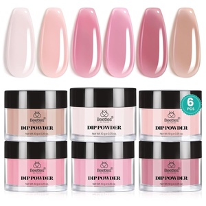 Beetles Pink Dip Powder Nail Kit 6 Color Nude Pink Brown Dip Nails Powder Starter Kit All Season Nail Dip Powder Kit No Need Nail Lamp DIY Salon at Home Summer Gift for Women(0-0-Veil of Heaven)