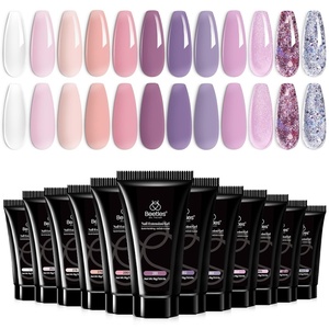 Beetles Poly Nail Gel 30g 6 Colors Murmur Gauze Builder Nail Extension Enhancement Gel for Beginner & Professional Long-Lasting and Easy to Use Supplies Gift for Women Girls(2-12 Pcs Flexible Rose)