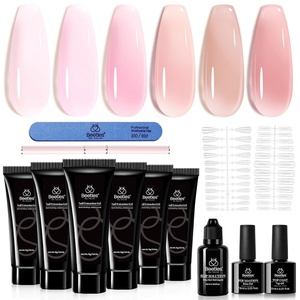 Beetles Poly Nail Gel 30g 6 Colors Murmur Gauze Builder Nail Extension Enhancement Gel for Beginner & Professional Long-Lasting and Easy to Use Supplies Gift for Women Girls(Romantic Tenderness)