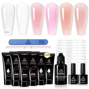 Beetles Poly Nail Gel 30g 6 Colors Murmur Gauze Builder Nail Extension Enhancement Gel for Beginner & Professional Long-Lasting and Easy to Use Supplies Gift for Women Girls(Murmur Gauze)