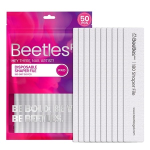 Beetles Pro 100 Grit Nail Files Set for Professional, 10 Pcs Zebra Gray Grit Replaceable Shaper Files Disposable Nail Files Manicure Tool for Shaping and Smoothing for Nail Art Design Salon(50 Pcs Disposable Shaper File)