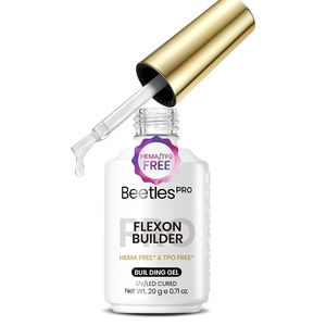 Beetles Pro Gel Base Coat– 20ml Each, Hema-Free & Self-Leveling Long-Lasting to 28 Days – Soak-Off Gel for LED/U V Lamps, Professional Salon Manicure(20ml Pro Flexon Building Gel)
