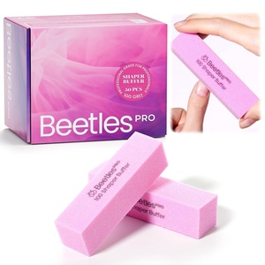 Beetles Pro Nail Buffer Sanding Block 50 Pcs 180 Grit Polisher Buffing File 4 Sides Nail Files Pink Art Pedicure Manicure File for Acrylic Nails and Natural Nails(50 Pcs Nail Buffer Sanding Block 100 Grit)