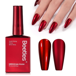 Beetles Red Chrome Nail Polish – Cherry Mirror Nail Polish Metallic Effect Quick-Drying Glossy Finish Easy Application Home DIY Nail Art Spring Gift for Women(Cherry Mirror)