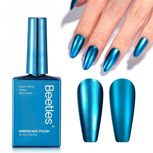 Beetles Red Chrome Nail Polish – Cherry Mirror Nail Polish Metallic Effect Quick-Drying Glossy Finish Easy Application Home DIY Nail Art Spring Gift for Women(Blue Mirage)