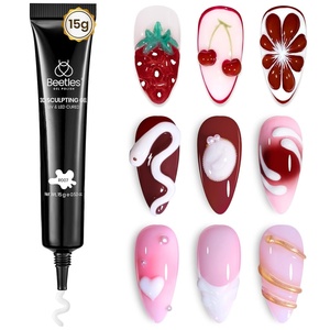 Beetles Rhinestones Glue Kit – 3D Gel Nail Art & Sculpting Gel Glue and with Heart Charm Diamond Jewelry, Nail Decorations for DIY Gel Nail Polish(A2-White 3D Sculpting Gel)