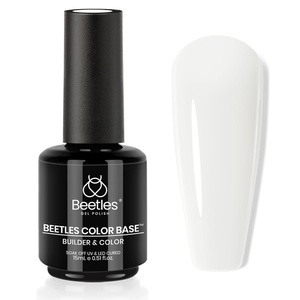 Beetles Rubber Base Gel Nail Polish, 15ml Clear Color Sheer Base Coat Gel Polish, Base Coat for Nails Strengthener Soak Off U V DIY Home and Salon Gifts for Women(Milky White)