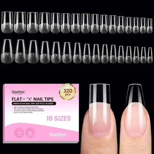 Beetles Short Almond Nail Tips – 288PCS 12 Sizes Full Matte Cover Pre-Etched & Pre-Shaped Soft Gel False Nail Tips Acrylic Nail Tips Nail Extension Tips for Gel Polish DIY Manicure(5-2-Square Coffin Medium 320pcs(Half Matte Tips))