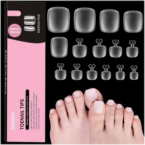 Beetles Short Almond Nail Tips – 288PCS 12 Sizes Full Matte Cover Pre-Etched & Pre-Shaped Soft Gel False Nail Tips Acrylic Nail Tips Nail Extension Tips for Gel Polish DIY Manicure(6-1-Square Short 180pcs (Toe Nail Tips))