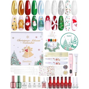 Beetles Summer Gel Nail Polish Kit with UV Light – Wedding Beauty French Manicure Kit, 15ml UV LED Soak Off French Tip Gel Polish Set with Nail Tools Nails Decoration(Christmas Gift Box Merry Glitzmas)