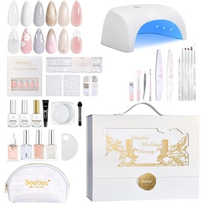 Beetles Summer Gel Nail Polish Kit with UV Light – Wedding Beauty French Manicure Kit, 15ml UV LED Soak Off French Tip Gel Polish Set with Nail Tools Nails Decoration(Wedding Beauty)