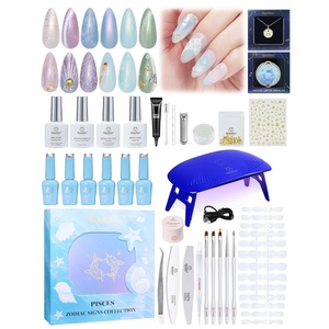Beetles Summer Gel Nail Polish Kit with UV Light – Wedding Beauty French Manicure Kit, 15ml UV LED Soak Off French Tip Gel Polish Set with Nail Tools Nails Decoration(Pisces Fantasy)