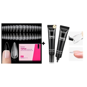 Beetles Tipex Instant Apex Nail Tips, Stiletto Medium, 192pcs 16 Sizes, Pre-Building with Tipex Nail Glue Gel 2 Pcs 20g