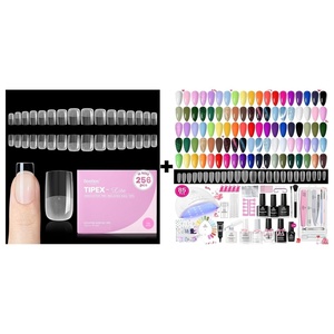 Beetles Tipex Lite Apex Nail Tips, Square Short, 256pcs 16 Sizes with 85 Pcs Gel Nail Polish Kit – 35 Colors Gel Polish Set Travel Diary All in
