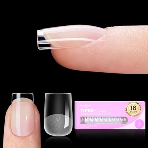 Beetles Tipex Lite Instant Apex Nail Tips, XXL Stiletto, No Builder Gel Needed, 160pcs 16 Sizes 00-14 for DIY Salon-look Extensions(0A-Tipex Lite-Square XS Short 96pcs)