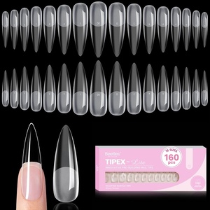 Beetles Tipex Lite Instant Apex Nail Tips, XXL Stiletto, No Builder Gel Needed, 160pcs 16 Sizes 00-14 for DIY Salon-look Extensions(0G-Tipex Lite XL Long Stiletto)