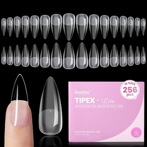 Beetles Tipex Lite Instant Apex Nail Tips, XXL Stiletto, No Builder Gel Needed, 160pcs 16 Sizes 00-14 for DIY Salon-look Extensions(0J-Tipex Lite-Stiletto Medium 256pcs)