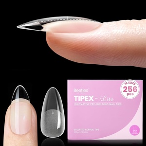 Beetles Tipex Lite Instant Apex Nail Tips, XXL Stiletto, No Builder Gel Needed, 160pcs 16 Sizes 00-14 for DIY Salon-look Extensions(0K-Tipex Lite-Almond Medium 256pcs)