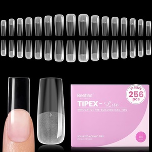 Beetles Tipex Lite Instant Apex Nail Tips, XXL Stiletto, No Builder Gel Needed, 160pcs 16 Sizes 00-14 for DIY Salon-look Extensions(0L-Tipex Lite-Square Long 256pcs)