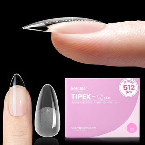 Beetles Tipex Lite Instant Apex Nail Tips, XXL Stiletto, No Builder Gel Needed, 160pcs 16 Sizes 00-14 for DIY Salon-look Extensions(1B-Tipex Lite-Almond Medium 512pcs)