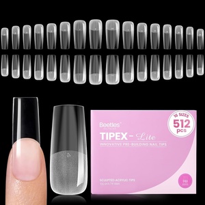 Beetles Tipex Lite Instant Apex Nail Tips, XXL Stiletto, No Builder Gel Needed, 160pcs 16 Sizes 00-14 for DIY Salon-look Extensions(1D-Tipex Lite-Square Long 512pcs)