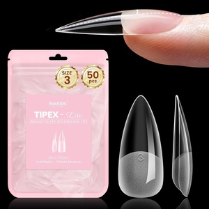 Beetles Tipex Lite Nail Tips, Medium Stiletto, Size 4, 50 Pcs, Built-in Apex Acrylic Tips for Flat & Natural Nail Beds, Beginner-Friendly DIY Nail Extensions(Tipex Lite Stiletto Medium Size 3)