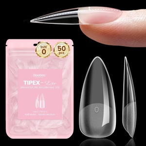 Beetles Tipex Lite Nail Tips, Medium Stiletto, Size 4, 50 Pcs, Built-in Apex Acrylic Tips for Flat & Natural Nail Beds, Beginner-Friendly DIY Nail Extensions(Tipex Lite Stiletto Medium Size 0)