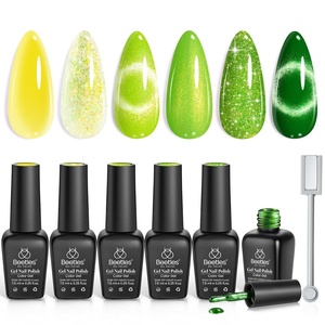 Beetles White Black Gel Polish Set – Twilight Gleam 6 Colors Silver Cat Eye Glitter Shimmer Sparkle Gel Polish with Magnet Soak Off Nail Art UV Led Home Salon Spring Summer Gift for Women(Summer Beats)