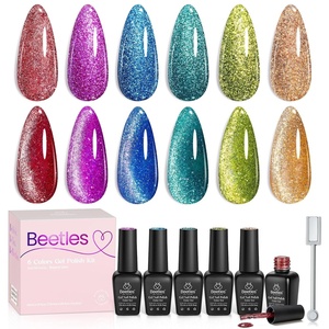 Beetles White Black Gel Polish Set – Twilight Gleam 6 Colors Silver Cat Eye Glitter Shimmer Sparkle Gel Polish with Magnet Soak Off Nail Art UV Led Home Salon Spring Summer Gift for Women(0-0-6 Colors Sparkle Soiree)