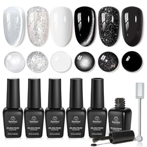 Beetles White Black Gel Polish Set – Twilight Gleam 6 Colors Silver Cat Eye Glitter Shimmer Sparkle Gel Polish with Magnet Soak Off Nail Art UV Led Home Salon Spring Summer Gift for Women(0-0 Twilight Gleam)