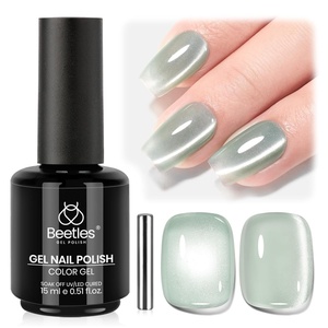 Beetles White Gel Nail Polish-15 ml Shimmer Glitter Milky White Gel Nail Polish Soak Off UV/LED Lamp Nail Art Manicure Salon DIY for French Nail Home Gift for Women Girls(H – Glassy Green | Misty Green)