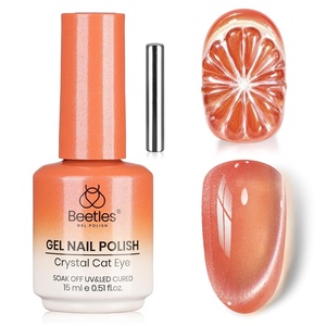 Beetles White Gel Nail Polish-15 ml Shimmer Glitter Milky White Gel Nail Polish Soak Off UV/LED Lamp Nail Art Manicure Salon DIY for French Nail Home Gift for Women Girls(A-Orange Soda)