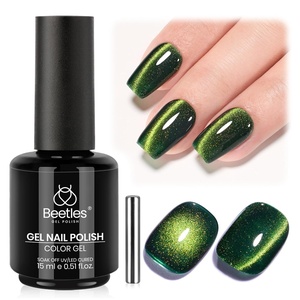 Beetles White Gel Nail Polish-15 ml Shimmer Glitter Milky White Gel Nail Polish Soak Off UV/LED Lamp Nail Art Manicure Salon DIY for French Nail Home Gift for Women Girls(H – Rainbow Green | Forest Flame)