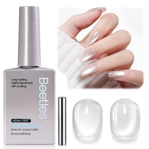 Beetles White Gel Nail Polish-15 ml Shimmer Glitter Milky White Gel Nail Polish Soak Off UV/LED Lamp Nail Art Manicure Salon DIY for French Nail Home Gift for Women Girls(F – Glassy Silver | Moonlit Veil)