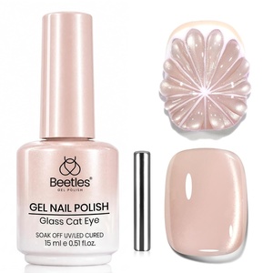 Beetles White Gel Nail Polish-15 ml Shimmer Glitter Milky White Gel Nail Polish Soak Off UV/LED Lamp Nail Art Manicure Salon DIY for French Nail Home Gift for Women Girls(E – Glassy Nude | Slipping Silk)