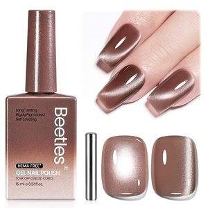 Beetles White Gel Nail Polish-15 ml Shimmer Glitter Milky White Gel Nail Polish Soak Off UV/LED Lamp Nail Art Manicure Salon DIY for French Nail Home Gift for Women Girls(I – Glassy Brown | Amber Hour)