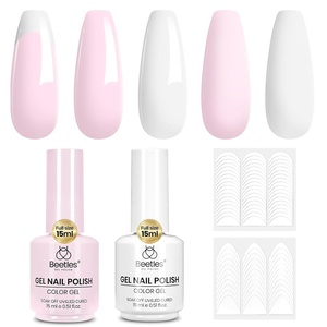 Beetles White Gel Nail Polish-15 ml Shimmer Glitter Milky White Gel Nail Polish Soak Off UV/LED Lamp Nail Art Manicure Salon DIY for French Nail Home Gift for Women Girls(P – Creme French Tip | Pure French)