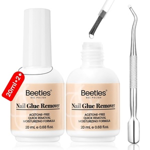 beetles Nail Remover Kit – 200Pcs Nail Soak Off Foil Wraps Gel Nail Polish Remover Tools Larger and Thicker Pre-attached Cotton Pad with Droppers, Easy Manicure Removal for Women Girls(9-2 Pcs Nail Glue Remover 20 ml)