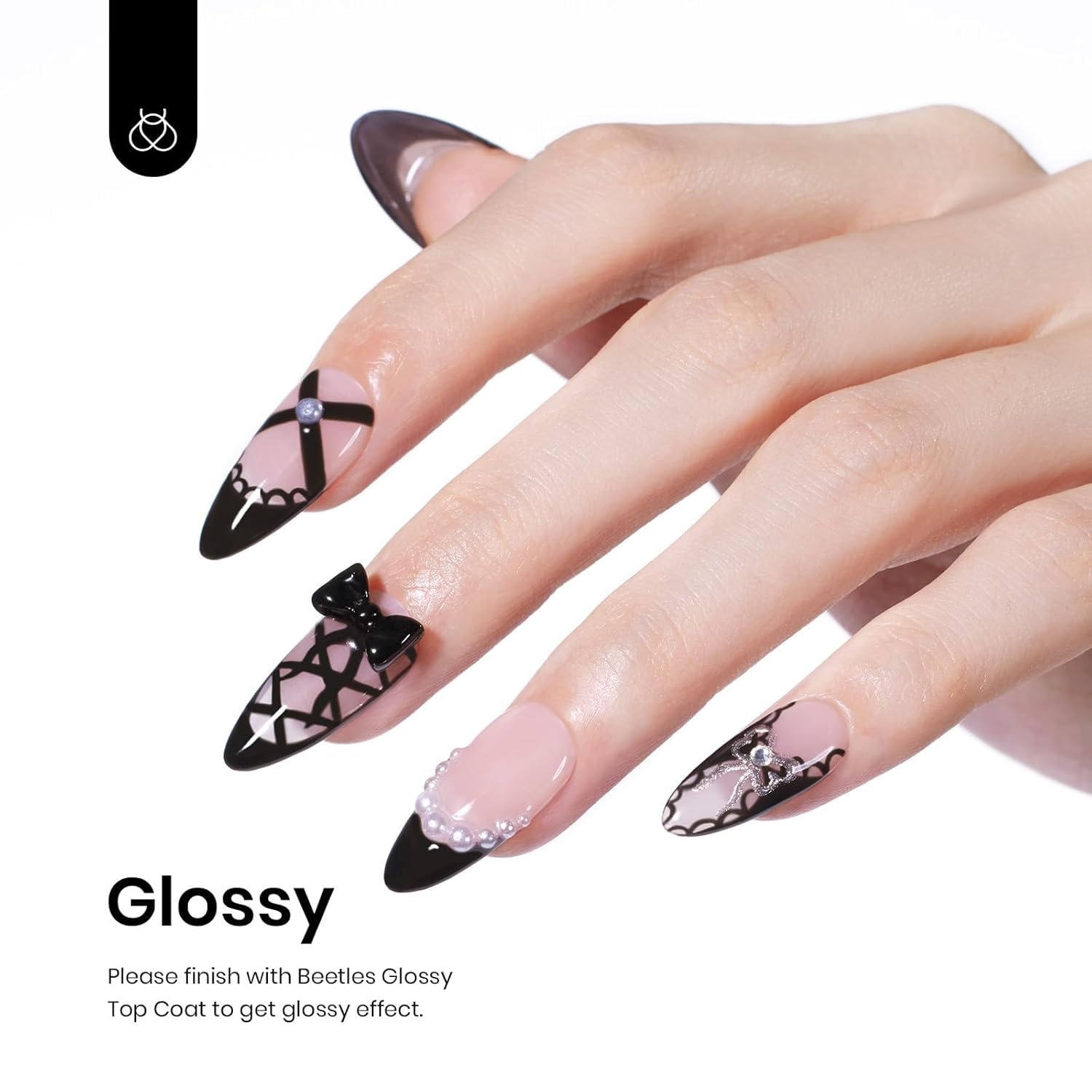 image:imageBeetles 3Pcs 15ml Pink Gel Nail Polish and No Wipe Gel Top Coat amp Base Coat Set Soak Off UV Lamp and Long Lasting Top Coat French Manicure Art Design Kit011 Pcs 15ml top base coat black gel