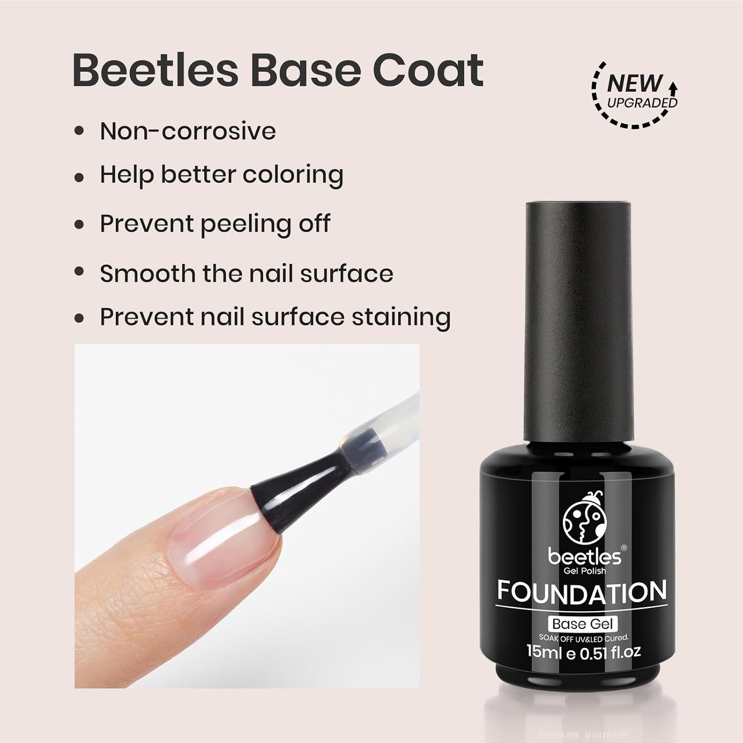 image:imageBeetles 3Pcs 15ml Pink Gel Nail Polish and No Wipe Gel Top Coat amp Base Coat Set Soak Off UV Lamp and Long Lasting Top Coat French Manicure Art Design Kit4color gel top base coat 3 Pcs 15ml