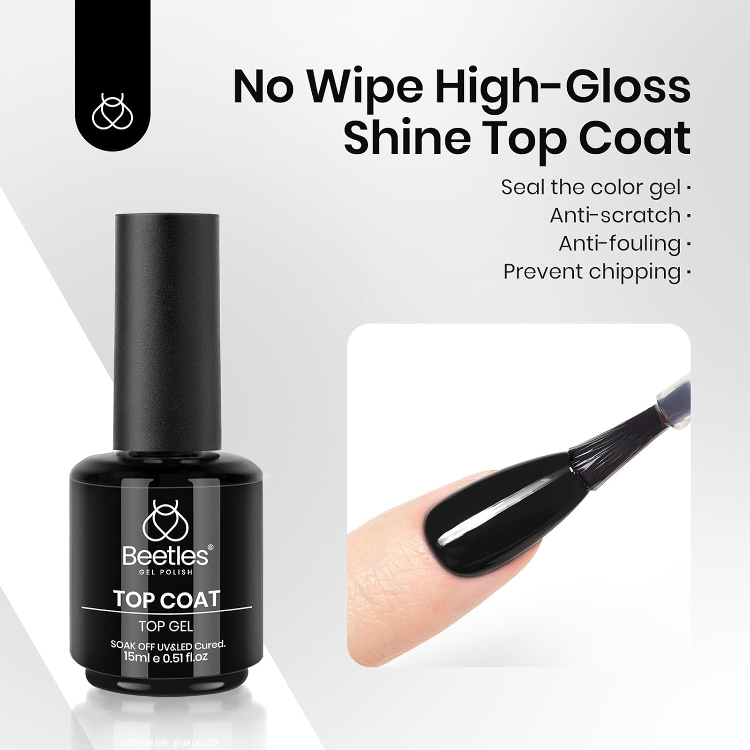 image:imageBeetles 3Pcs 15ml Pink Gel Nail Polish and No Wipe Gel Top Coat amp Base Coat Set Soak Off UV Lamp and Long Lasting Top Coat French Manicure Art Design Kit011 Pcs 15ml top base coat black gel