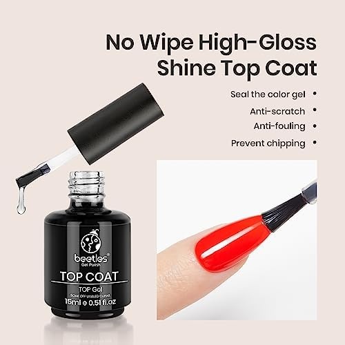 image:imageBeetles 3Pcs 15ml Pink Gel Nail Polish and No Wipe Gel Top Coat amp Base Coat Set Soak Off UV Lamp and Long Lasting Top Coat French Manicure Art Design Kit4color gel top base coat 3 Pcs 15ml