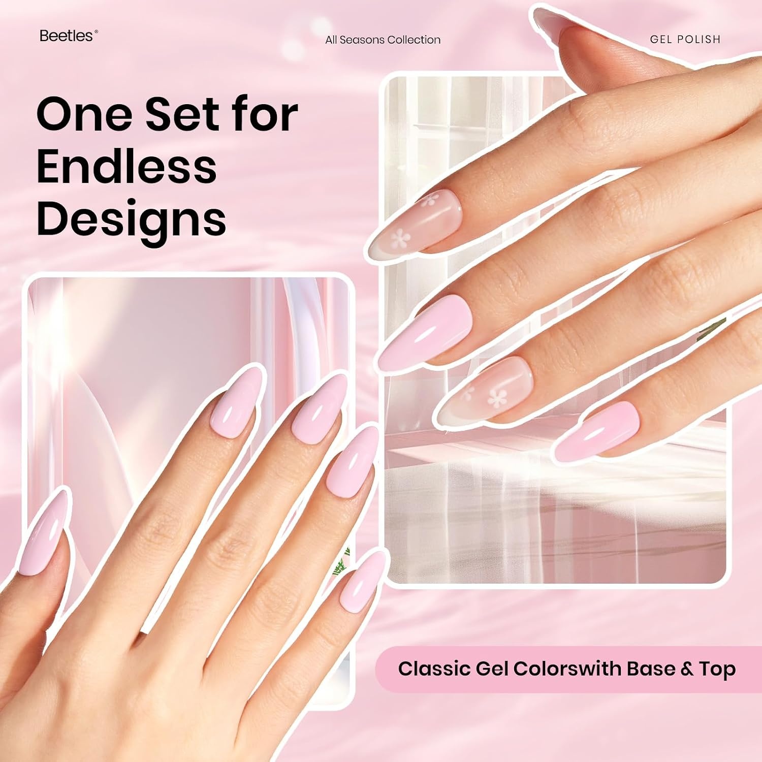 image:imageBeetles 3Pcs 15ml Pink Gel Nail Polish and No Wipe Gel Top Coat amp Base Coat Set Soak Off UV Lamp and Long Lasting Top Coat French Manicure Art Design Kit3 Pcs Gel Base and Top CoatPink Gel Polish