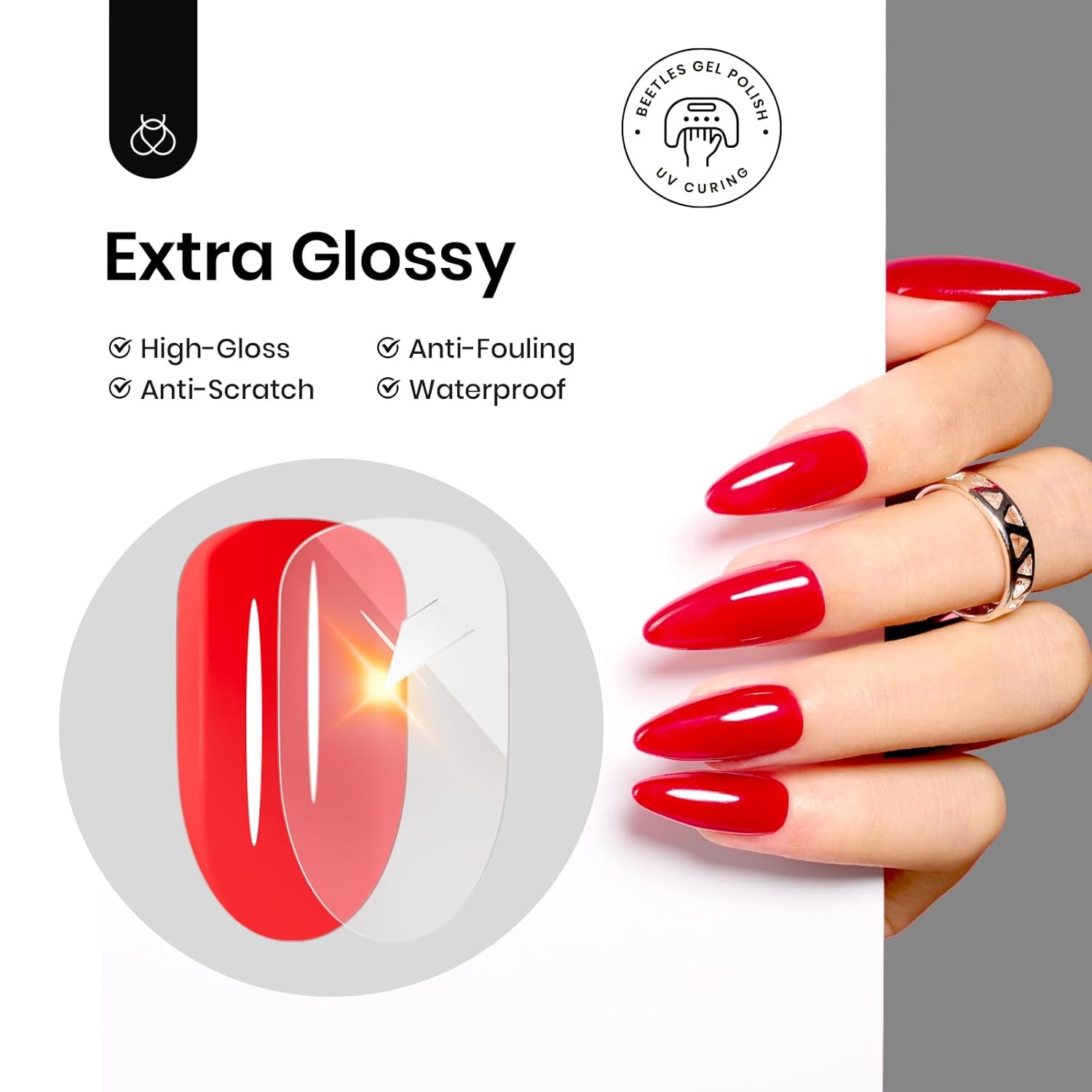 image:imageBeetles Gel Top Coat Extra Glossy Top Coat Gel Polish 15ml Shine Finish and Long Lasting Soak Off UV amp Nail Lamp DIY Manicure Gift for Women00Clear Glossy Top Coat 15ml