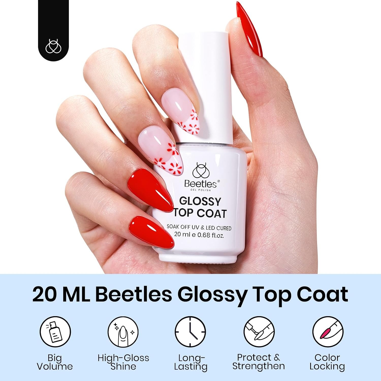 image:imageBeetles Gel Top Coat Extra Glossy Top Coat Gel Polish 15ml Shine Finish and Long Lasting Soak Off UV amp Nail Lamp DIY Manicure Gift for Women020ml Glossy Top Coat