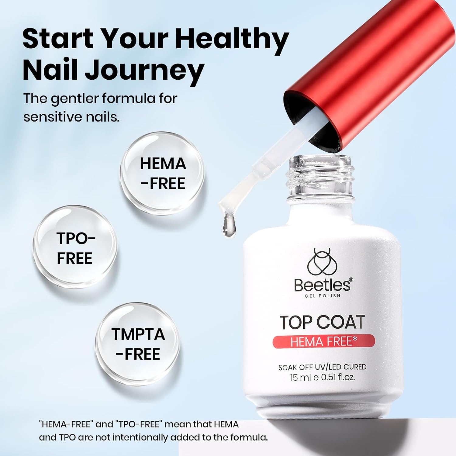 image:imageBeetles Gel Top Coat Extra Glossy Top Coat Gel Polish 15ml Shine Finish and Long Lasting Soak Off UV amp Nail Lamp DIY Manicure Gift for Women1 Pcs 15ml HemaFree Gel Top Coat