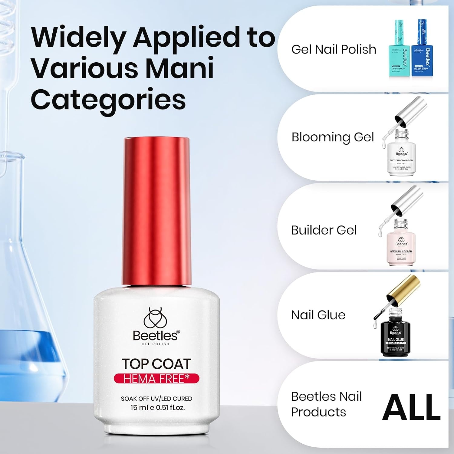image:imageBeetles Gel Top Coat Extra Glossy Top Coat Gel Polish 15ml Shine Finish and Long Lasting Soak Off UV amp Nail Lamp DIY Manicure Gift for Women1 Pcs 15ml HemaFree Gel Top Coat