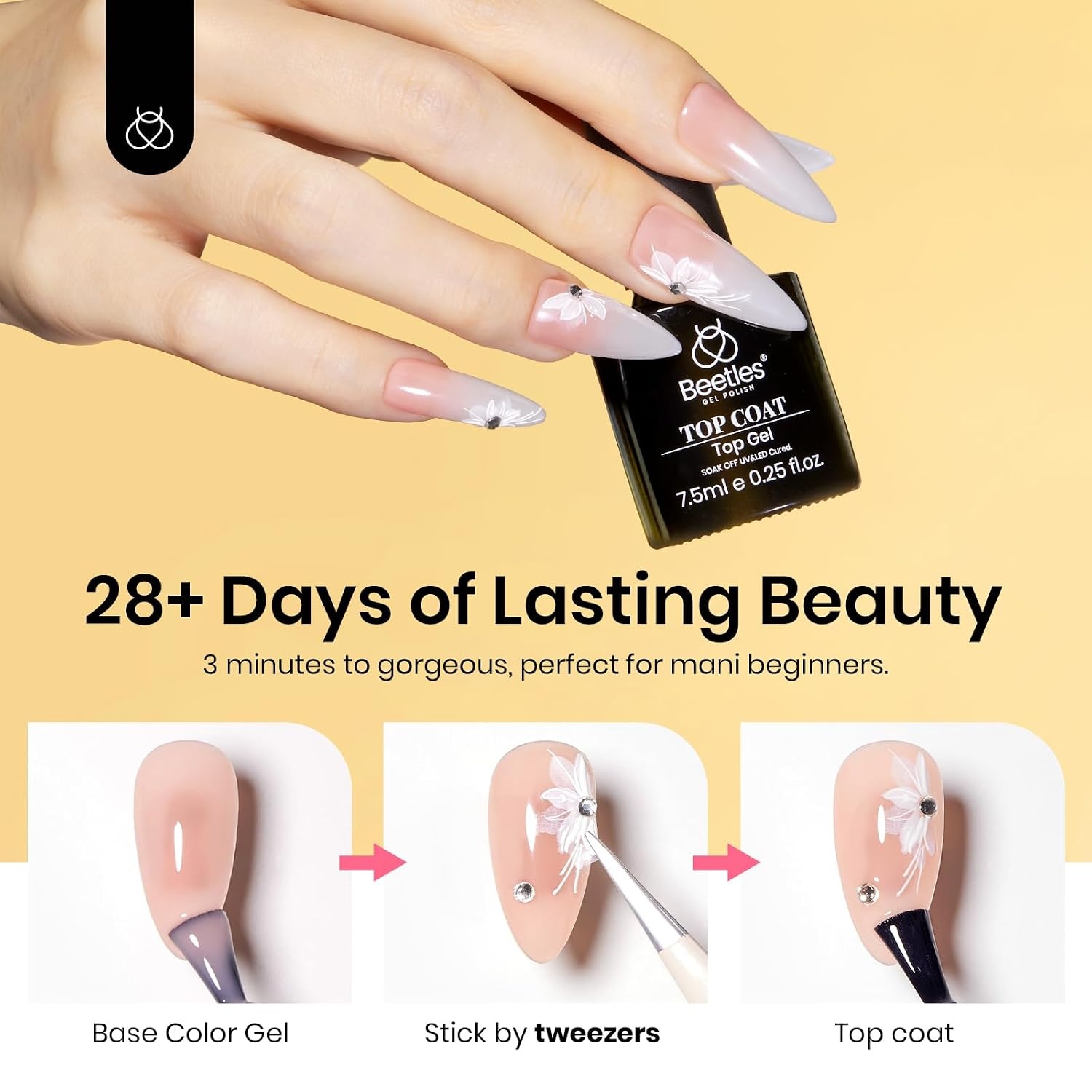 image:imageBeetles Gel Top Coat Extra Glossy Top Coat Gel Polish 15ml Shine Finish and Long Lasting Soak Off UV amp Nail Lamp DIY Manicure Gift for Women1 Pcs 15ml HemaFree Gel Top Coat