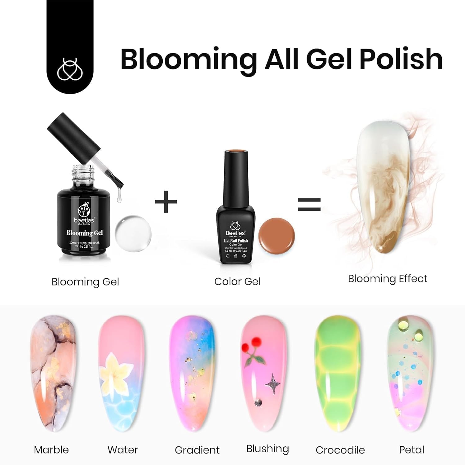 image:imageBeetles HEMA Free amp TPO Free Gel Base and Top Coat Set No Wipe Top Coat Soak Off UV LED Gel Polish Foundation Kit for Long Lasting High Gloss Manicure01Base Top Coat with Blooming Gel